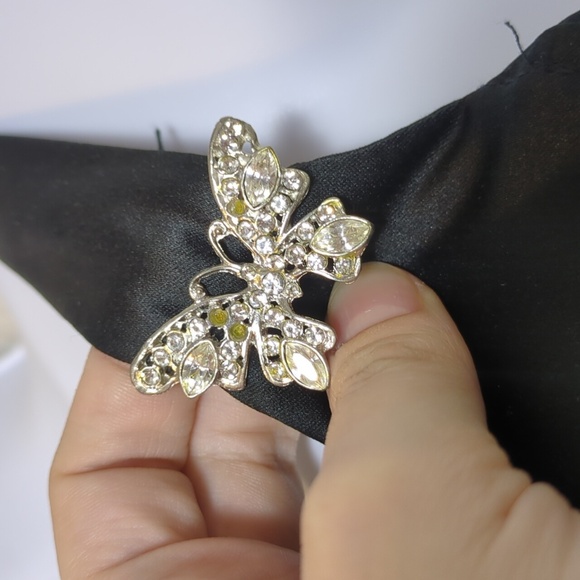 Niki By Niki Livas vintage black sleeveless butterfly basque waist midi dress - Picture 10 of 16